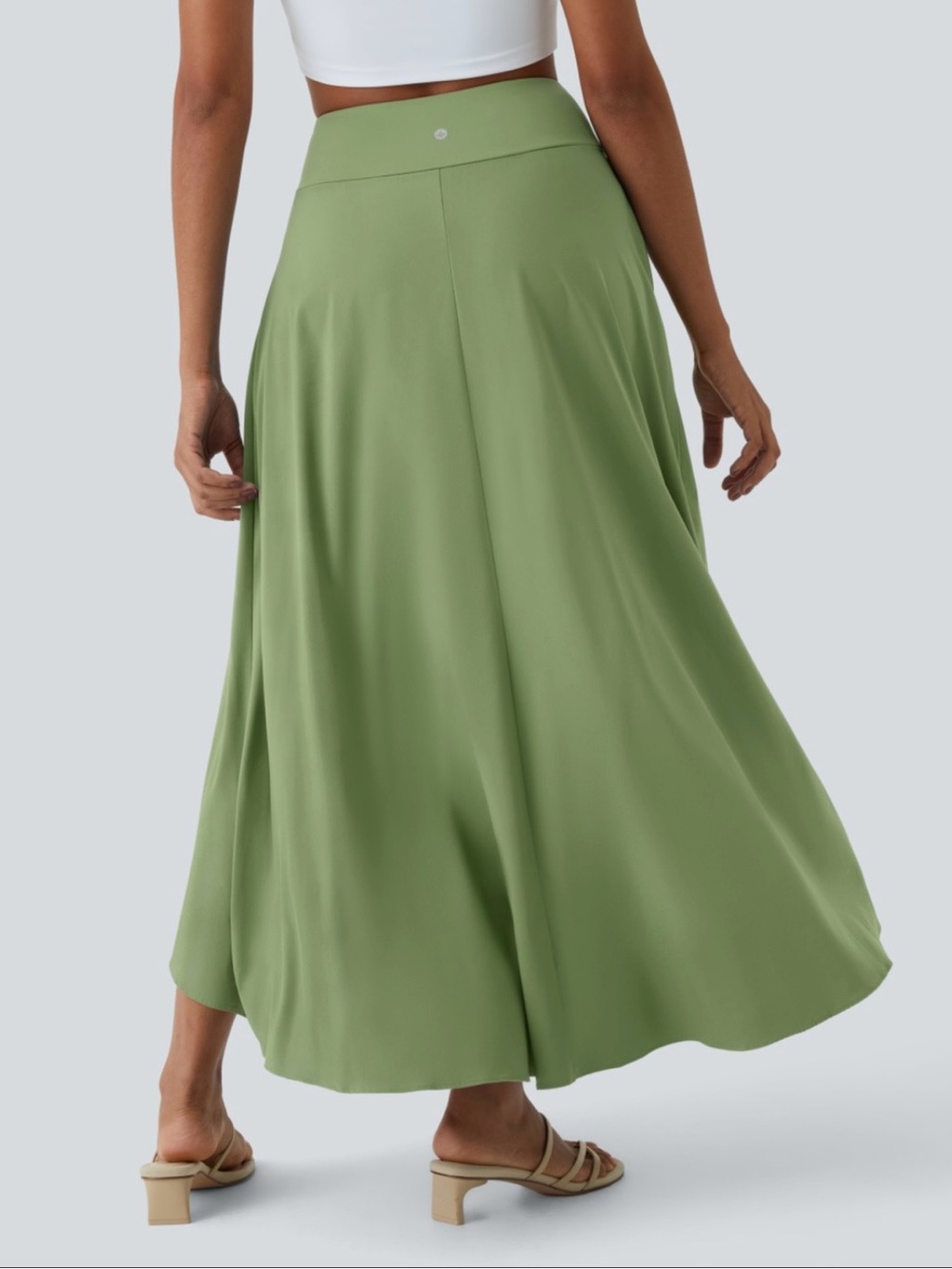 Olive Green High-Low Maxi Skirt - Picture 4 of 7
